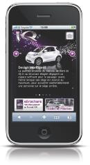 L'interface du site iphone.iq4u. fr se veut simple et design. Ici, le mobinaute peut consulter différentes informations sur la nouvelle citadine de Toyota.