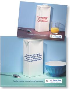 Toutes les communications de Tetra Pak sont visées par le WWF, avec qui la marque a conclu un partenariat stratégique.